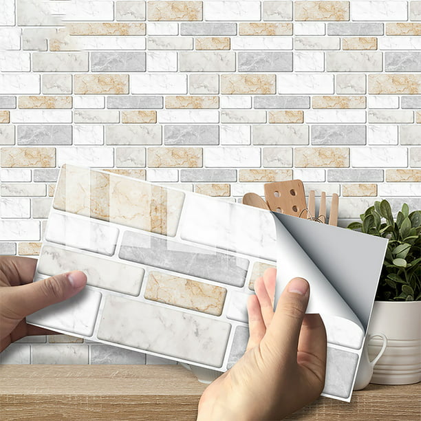 PVC Self-adhesive Wall Paper Sticker Tile Floor Kitchen Bathroom D3H7 